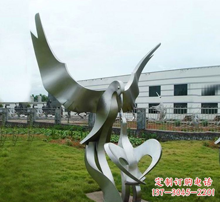 河源“喂食”不锈钢动物鸟类景观雕塑,公园校园中国文化传承雕塑