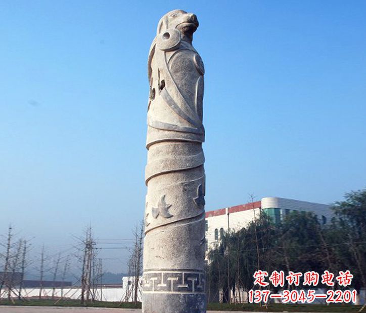 河源12生肖石柱广场景观石雕