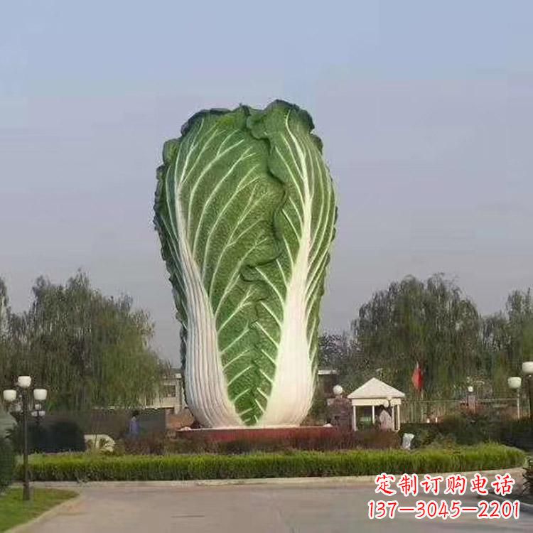 河源玻璃钢招财白菜雕塑-城市园林仿真植物景观