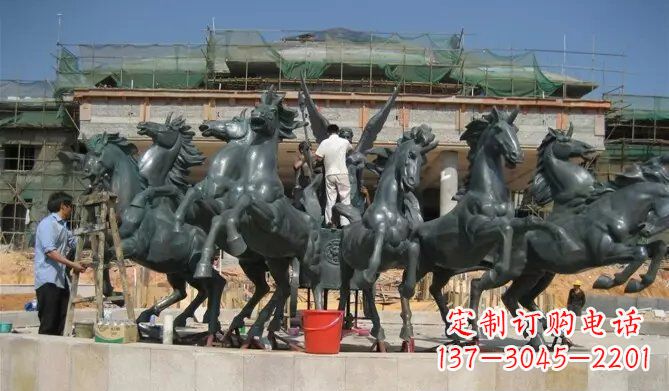 河源八马踏浪阿波罗战车景观铜雕