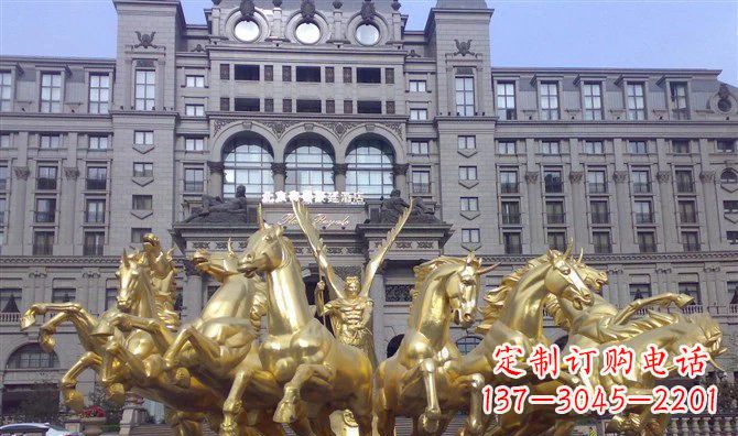 河源八匹马阿波罗战车酒店景观铜雕