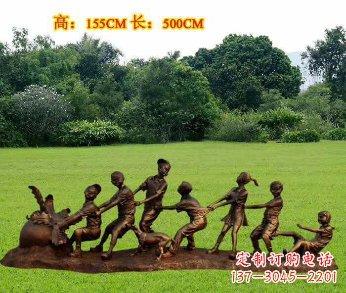 河源拔萝卜人物铜雕1