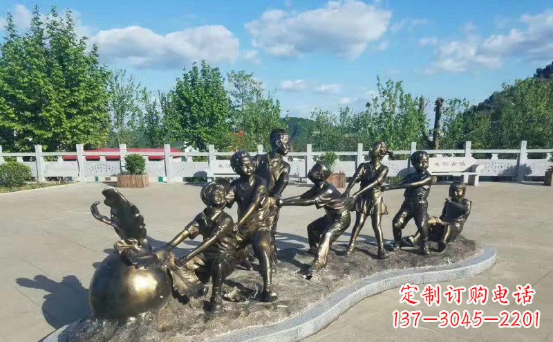 河源拔萝卜人物铜雕 (2)
