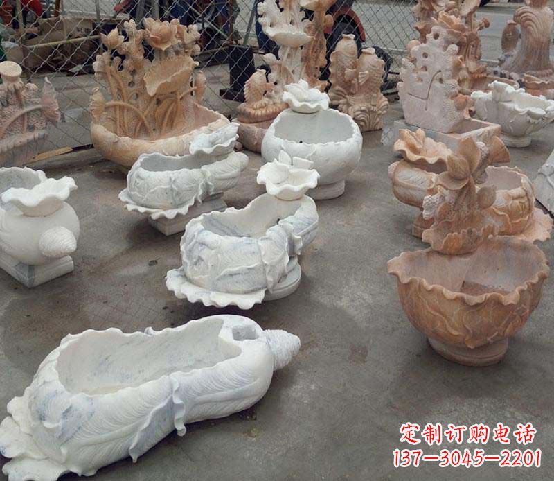 河源白菜水盆景观石雕