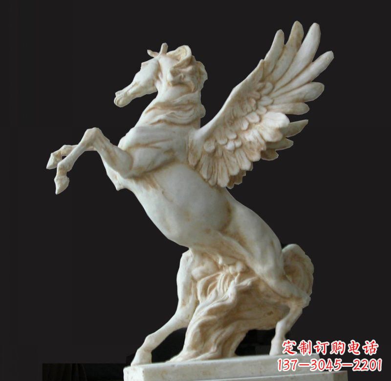 河源白色飞马艺术石雕