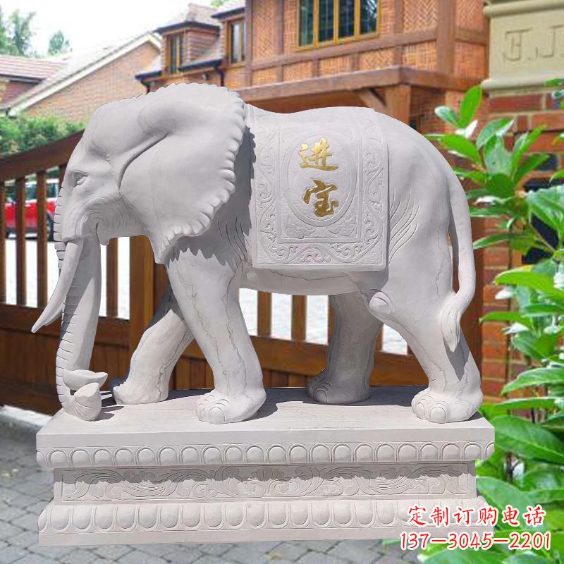 河源白石雕大象