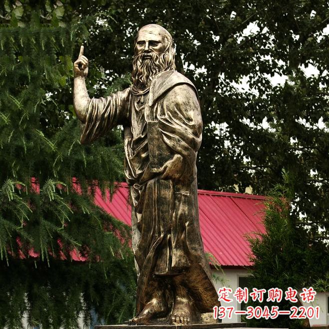 河源柏拉图玻璃钢仿铜雕像-世界名人古希腊著名哲学家雕塑