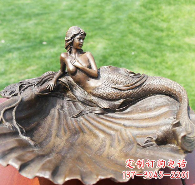 河源贝壳上的美人鱼园林景观铜雕