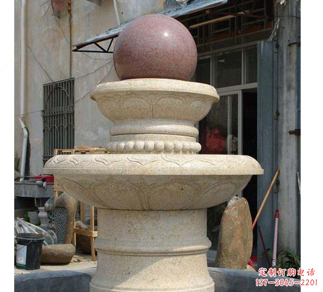 河源别墅景观大理石风水球喷泉雕塑