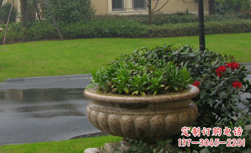 河源别墅景观大理石花盆石雕 (4)