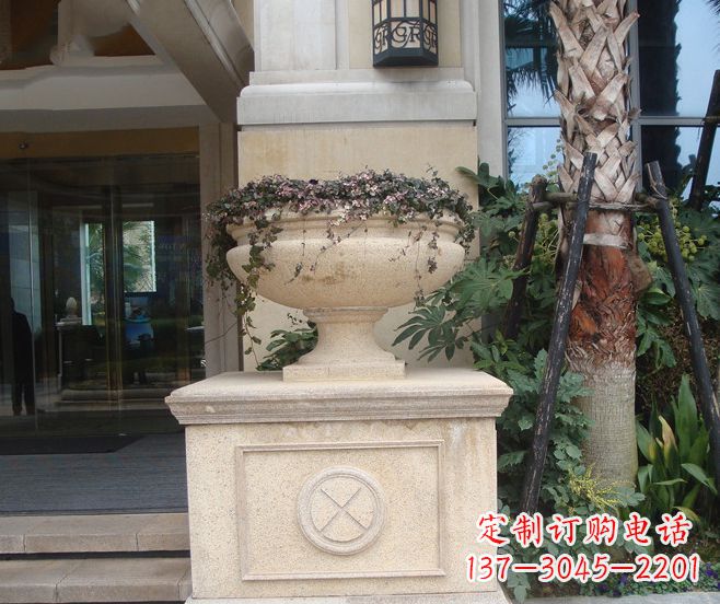 河源别墅景观大理石花盆石雕 (6)