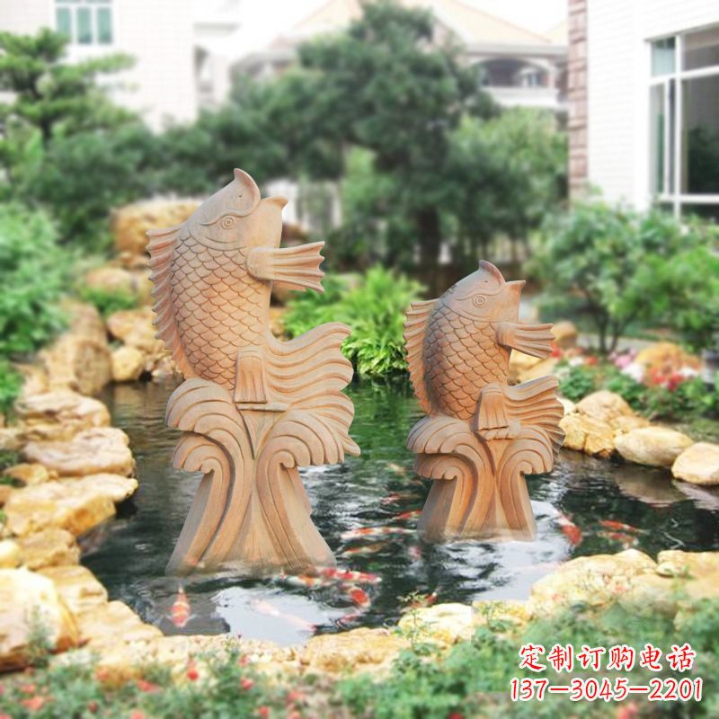 河源别墅庭院吉祥招财石雕鱼喷泉雕塑