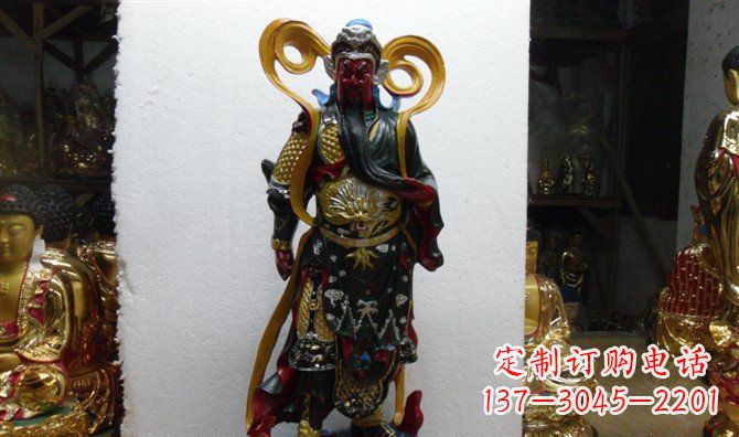 河源玻璃钢彩绘持刀关公