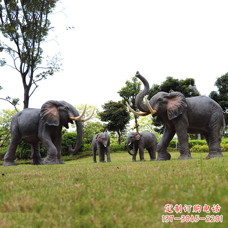 河源玻璃钢大象仿真大象雕塑-公园景区园林装饰动物摆件