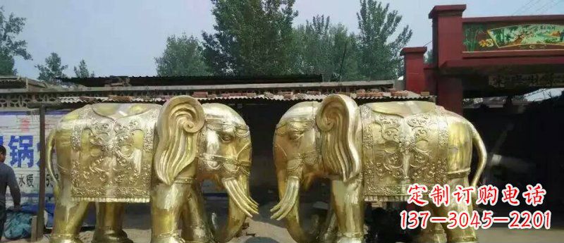 河源玻璃钢仿铜大象公园动物雕塑