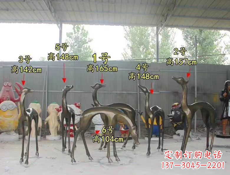 河源玻璃钢仿铜公园小鹿雕塑
