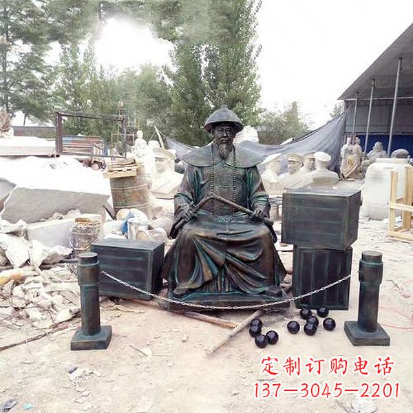 河源玻璃钢仿铜林则徐销烟雕塑