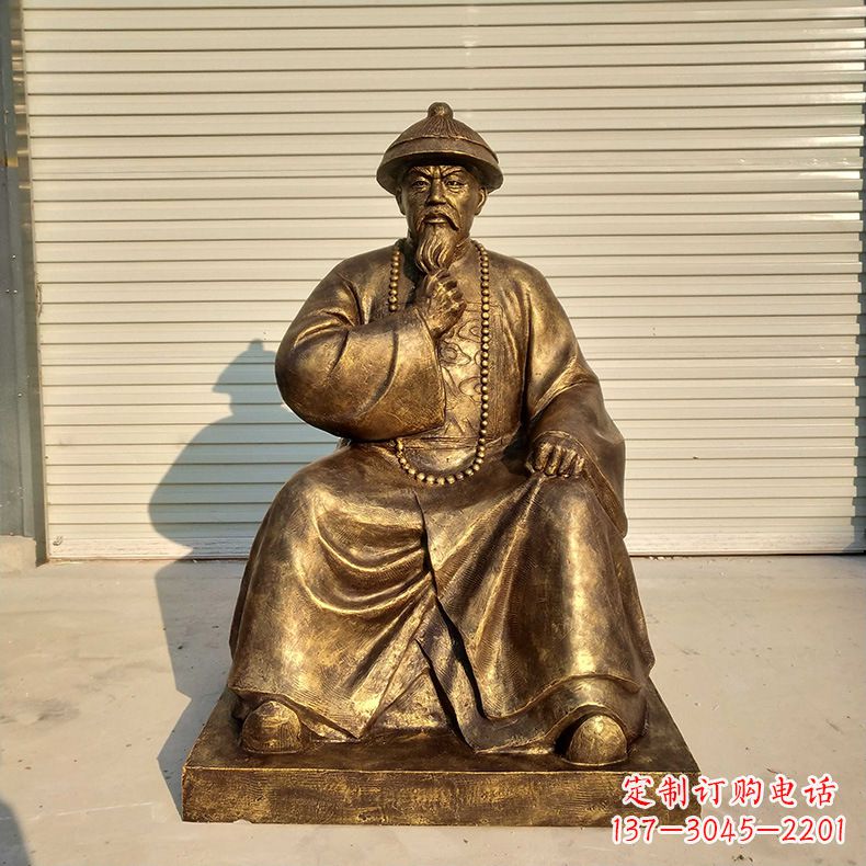 河源玻璃钢仿铜林则徐坐姿雕像