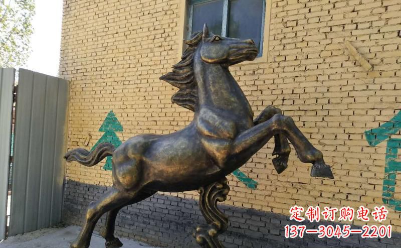 河源玻璃钢仿铜马到成功雕塑马