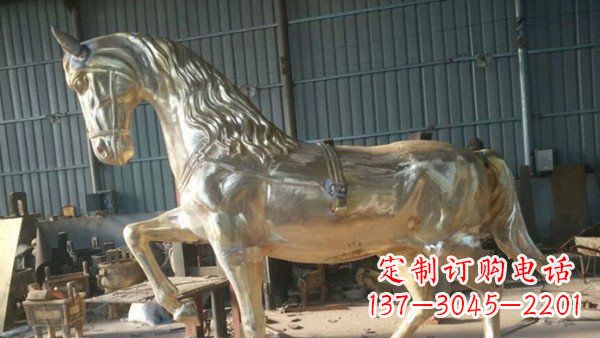 河源玻璃钢仿铜马公园动物雕塑