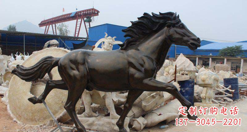河源玻璃钢仿铜马广场动物雕塑