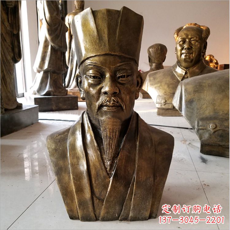 河源玻璃钢仿铜苏轼头像雕塑