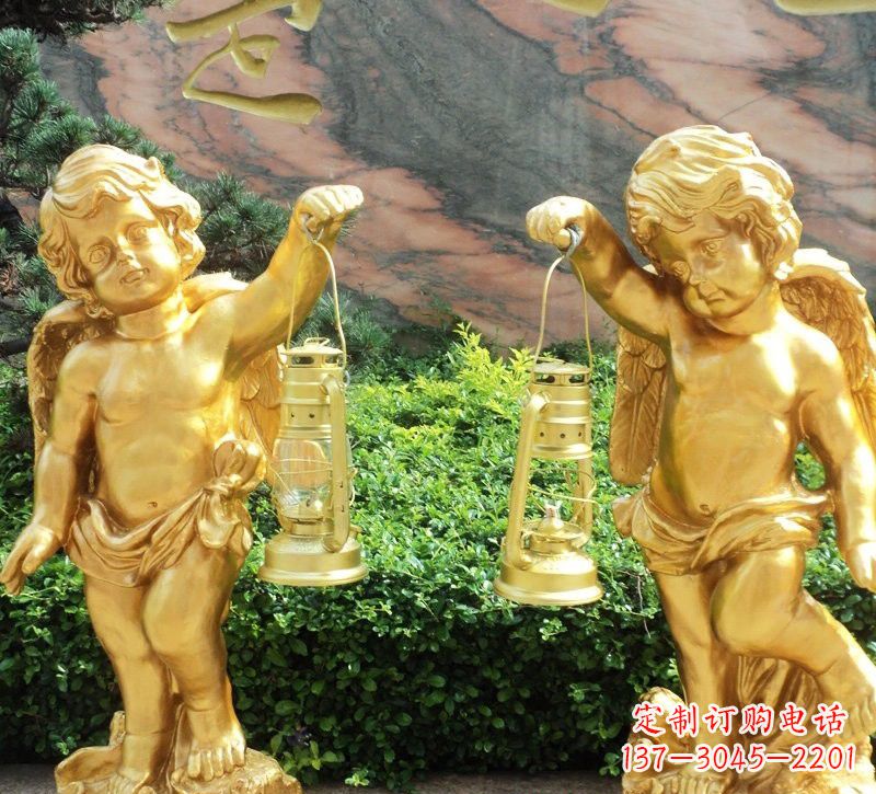 河源玻璃钢仿铜小天使路灯