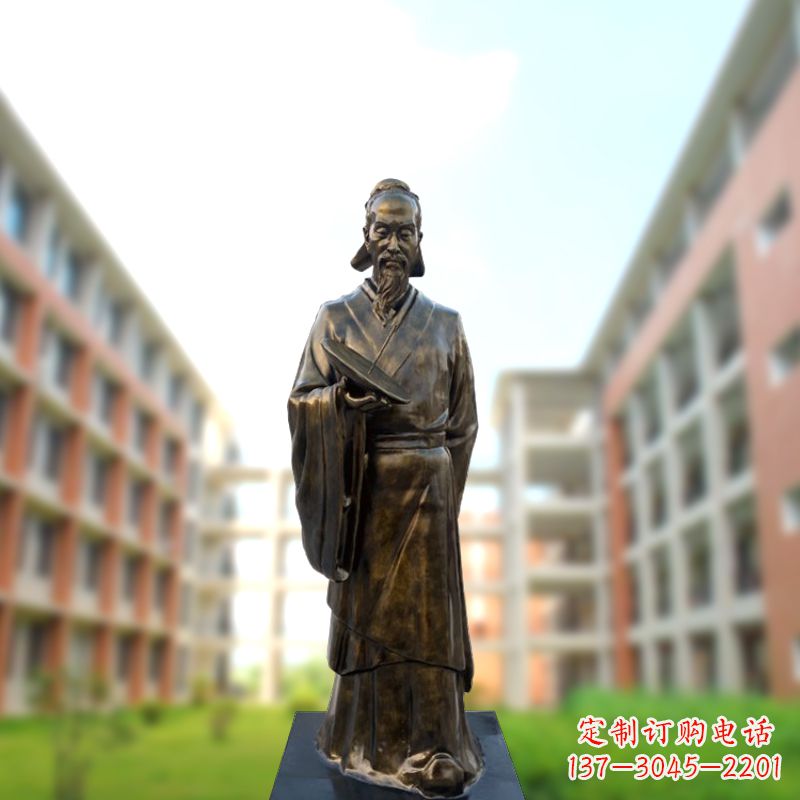 河源玻璃钢仿铜祖冲之雕塑-学校校园历史名人雕像