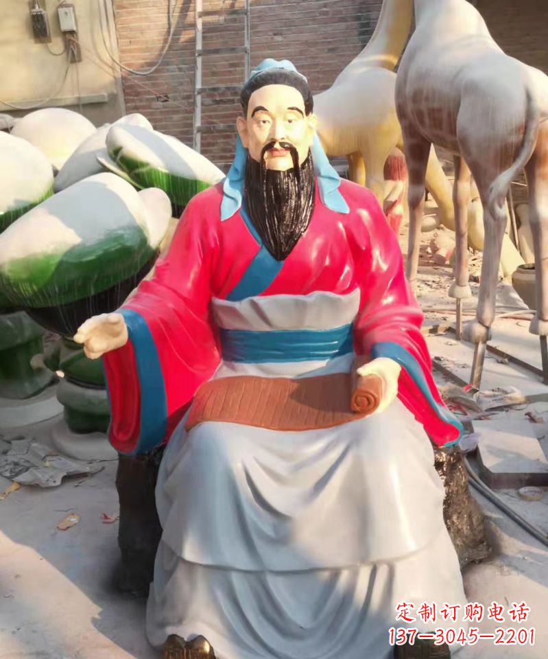河源玻璃钢仿真古代名人孔子讲学雕塑