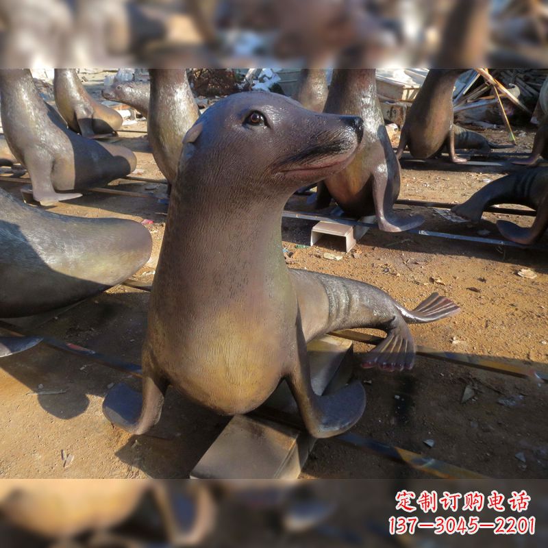 河源玻璃钢仿真海豹雕塑