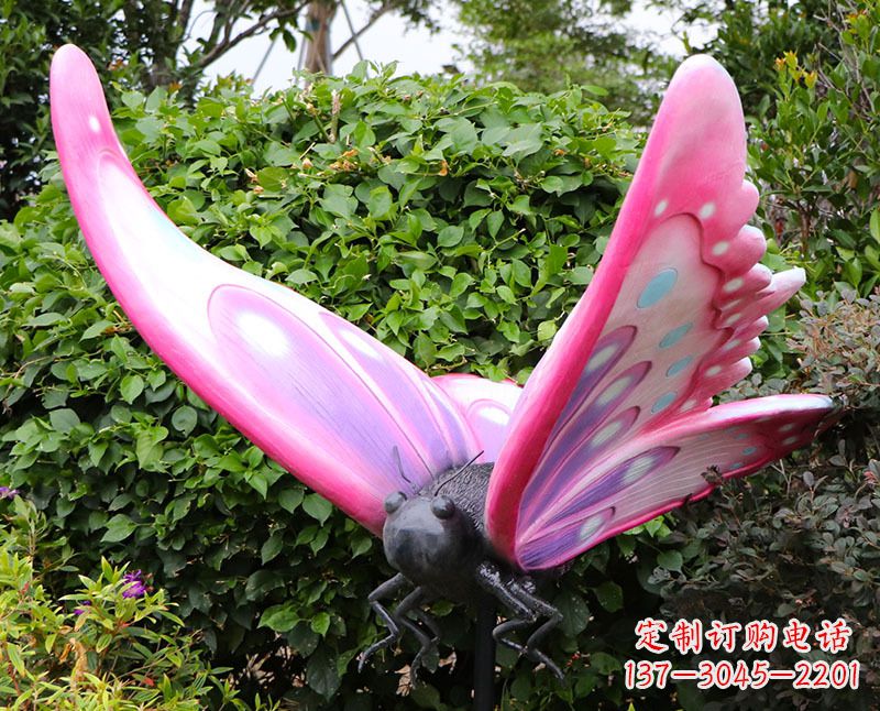 河源玻璃钢仿真蝴蝶红色昆虫雕塑