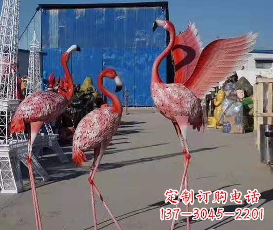 河源玻璃钢仿真火烈鸟雕塑广场景观雕塑户外摆件