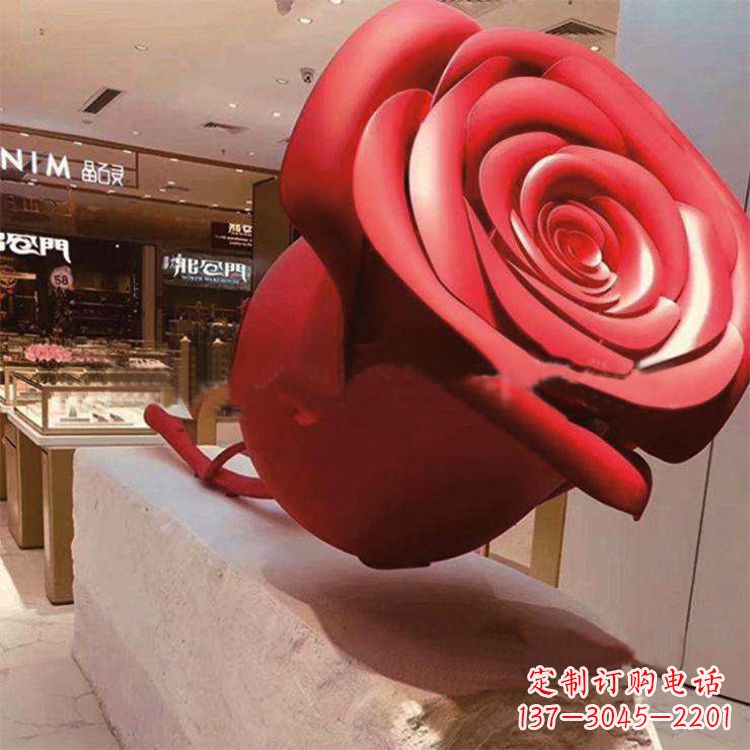 河源玻璃钢仿真玫瑰花雕塑摆件