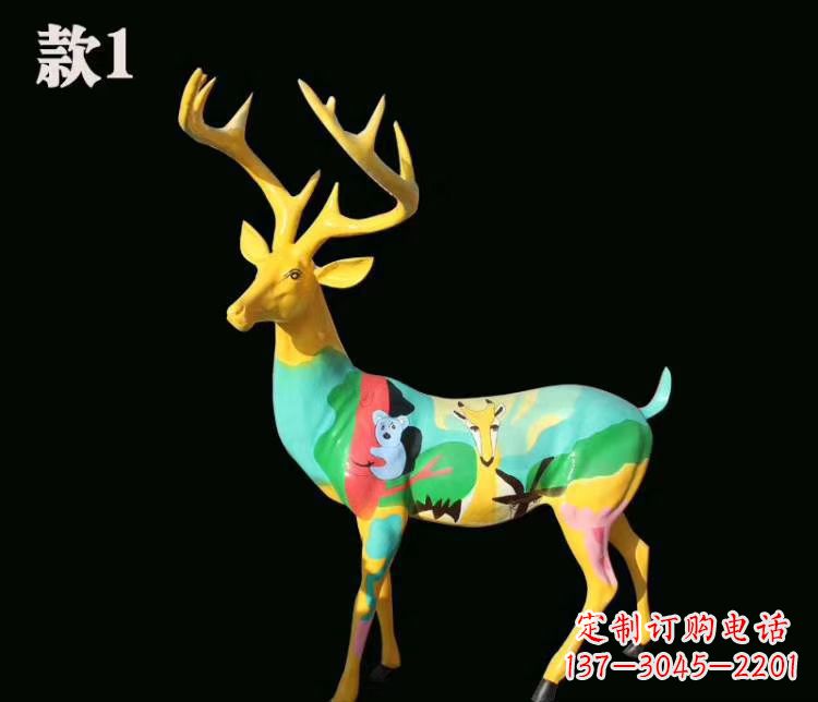 河源玻璃钢仿真梅花鹿雕塑
