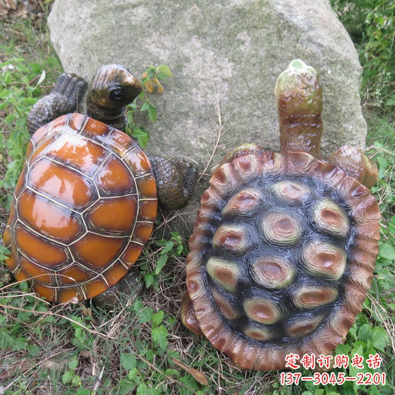 河源玻璃钢仿真乌龟雕塑,园林陆龟海龟花园装饰摆件
