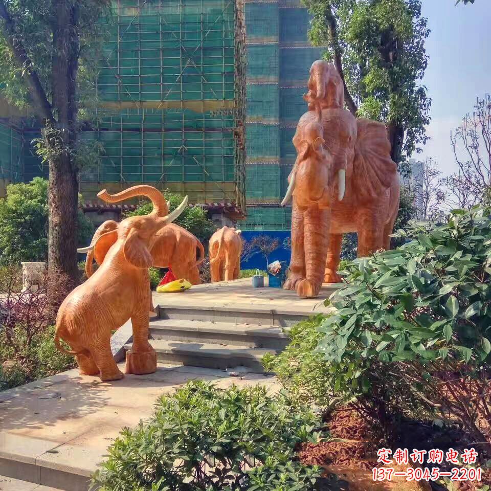 河源玻璃钢卡通大象雕塑-小区园林动物景观雕塑