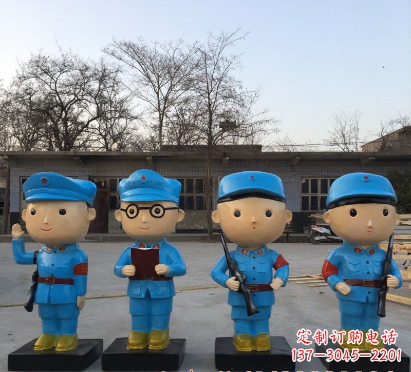 河源玻璃钢卡通红军雕塑