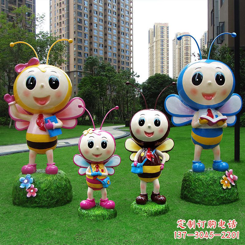 河源玻璃钢卡通蜜蜂雕塑摆件