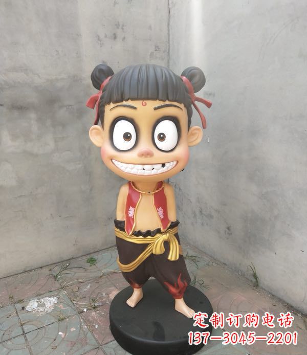 河源玻璃钢卡通魔童哪吒