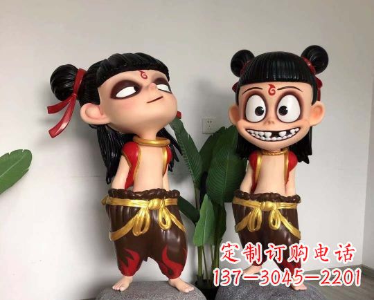 河源玻璃钢卡通哪吒雕塑