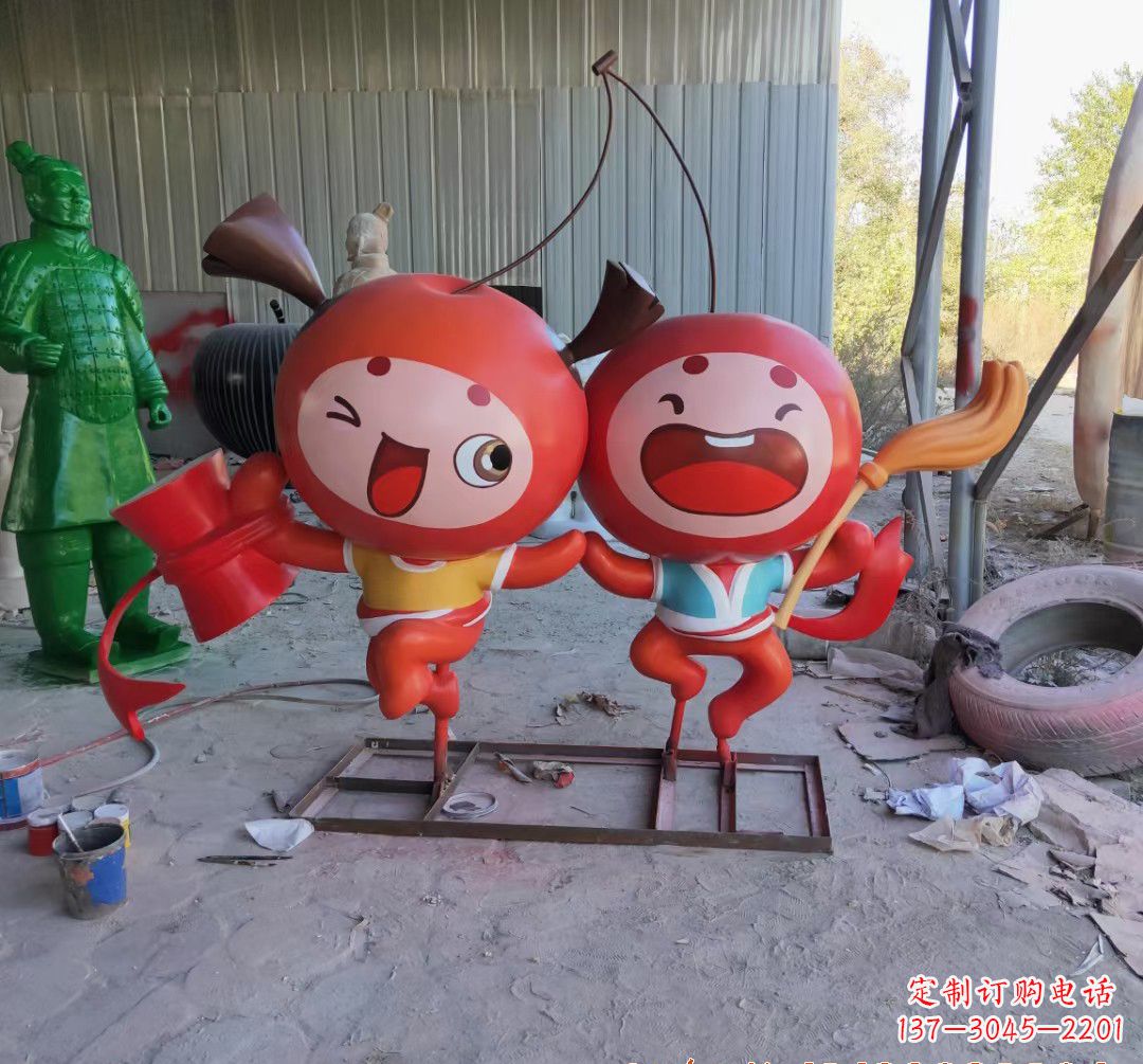 河源玻璃钢卡通苹果雕塑