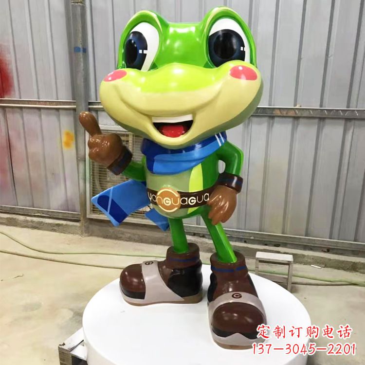 河源玻璃钢卡通青蛙-商场儿童游乐场卡通动物美陈雕塑