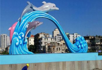 河源玻璃钢大型海豚雕塑游泳馆游乐场的精彩缤纷