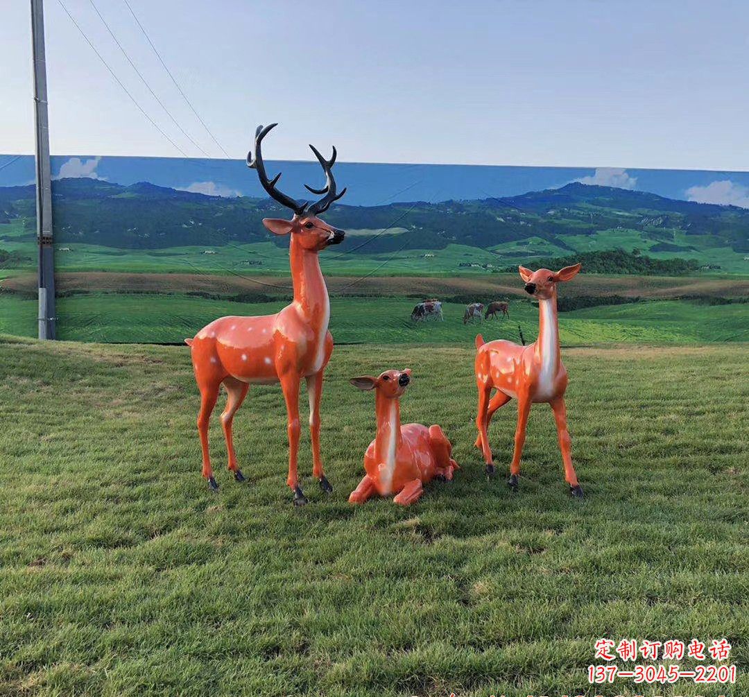 河源玻璃钢鹿群雕塑