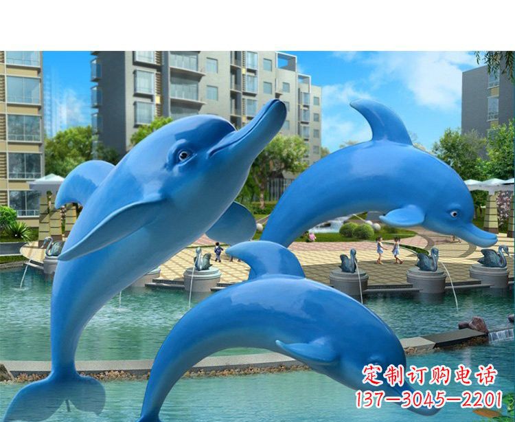 河源玻璃钢跳跃的海豚雕塑