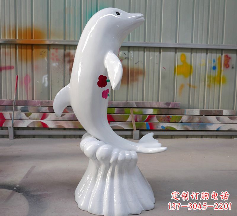 河源玻璃钢戏水海豚景观标识