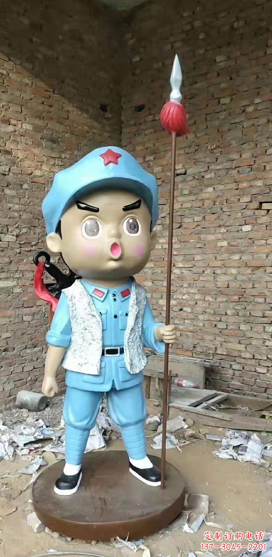 河源玻璃钢小红军雕塑广场人物雕塑户外摆件
