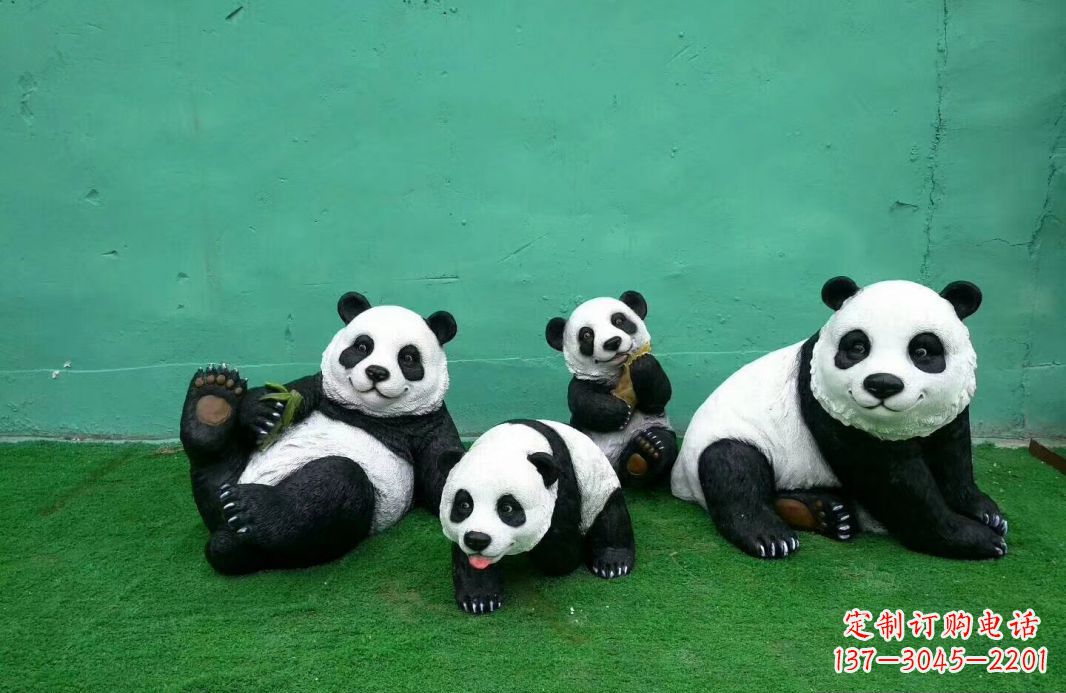 河源玻璃钢熊猫动物雕塑