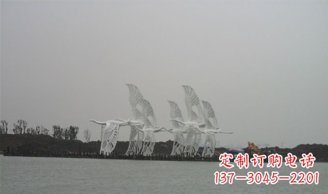 河源不锈钢白鹭动物雕塑