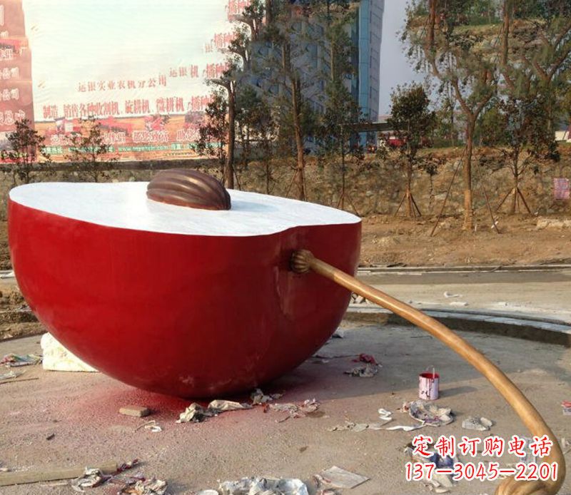 河源不锈钢半块苹果雕塑